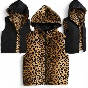 NEW VTG 90s Y2K Rainforest Cafe Girls Reversible Leopard Print Vest Size Large